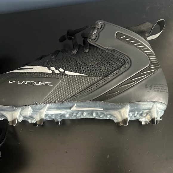 Nike Alpha Huarache 8 Elite LAX Black Lacrosse Cleats CW4447-001 Men's Size 10 - Picture 7 of 8